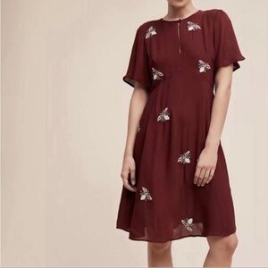 Anthropologie Moulinette Soeurs Keyhole Beaded Bees Firefly Embellishments